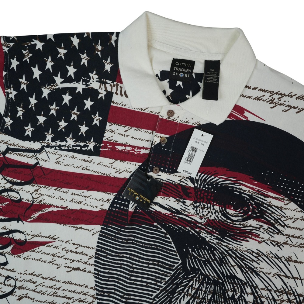 Cotton Traders Sport Polo Men XXL We The‎ People Eagle Flag Americana Patriotic